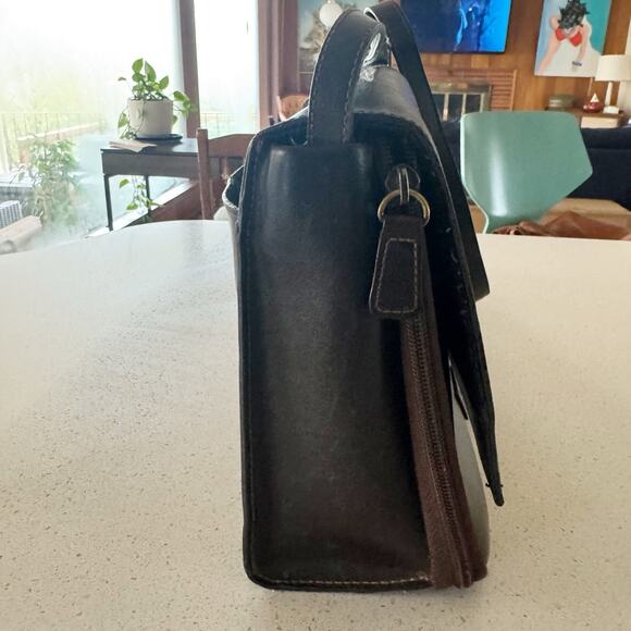 Crazy Horse Womens Shoulder Bag Pocketbook Dark Brown - Picture 4 of 14